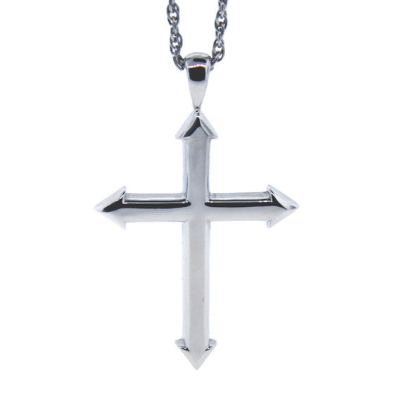 14k White Gold Cross Pendant Archer for Men - Pendant with 24 inch chain /  White Gold